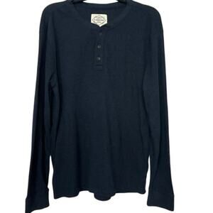 St. John’s Bay Men’s Navy Blue Thermal Waffle Knit Henley Long Sleeve  Shirt L